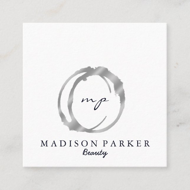 Modern Elegant Champagne Abstract Beauty Stylist Square Business Card (Front)