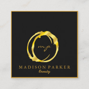 Modern Elegant Champagne Abstract Beauty Stylist Square Business Card
