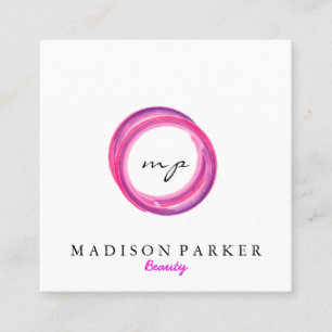 Modern Elegant Champagne Abstract Beauty Stylist Square Business Card