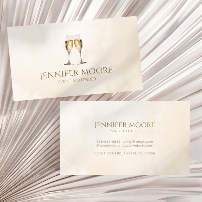 Modern Elegant Champagne Flute Glasses Custom  Business Card (Creator Uploaded)