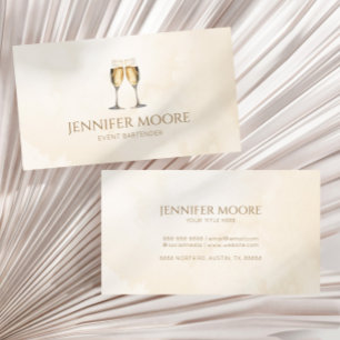 Modern Elegant Champagne Flute Glasses Custom  Business Card