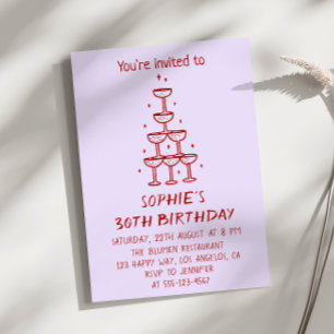 Modern Elegant Champagne Tower 30th Birthday       Invitation