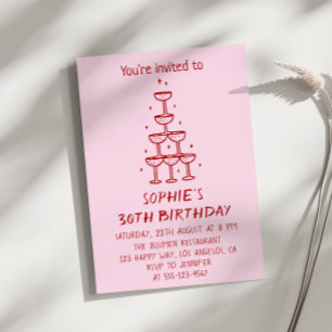 Modern Elegant Champagne Tower 30th Birthday       Invitation