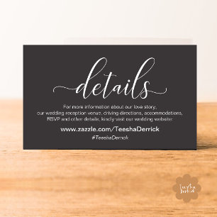 Modern Elegant Charcoal Script Wedding Website Enclosure Card