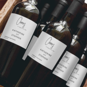 Modern Elegant Cheers Wedding Custom Wine Label