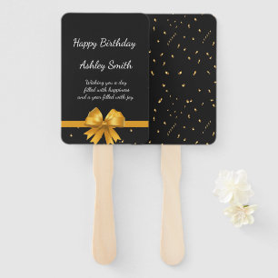 Modern elegant chic black and gold sweet 16 hand fan