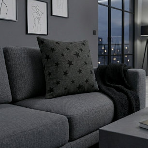 Modern Elegant Chic Black Star Pattern Cushion