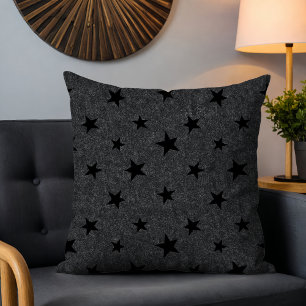 Modern Elegant Chic Black Star Pattern  Cushion