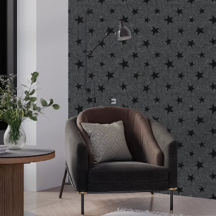 Modern Elegant Chic Black Star Pattern Wallpaper