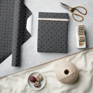Modern Elegant Chic Black Star Pattern Wrapping Paper