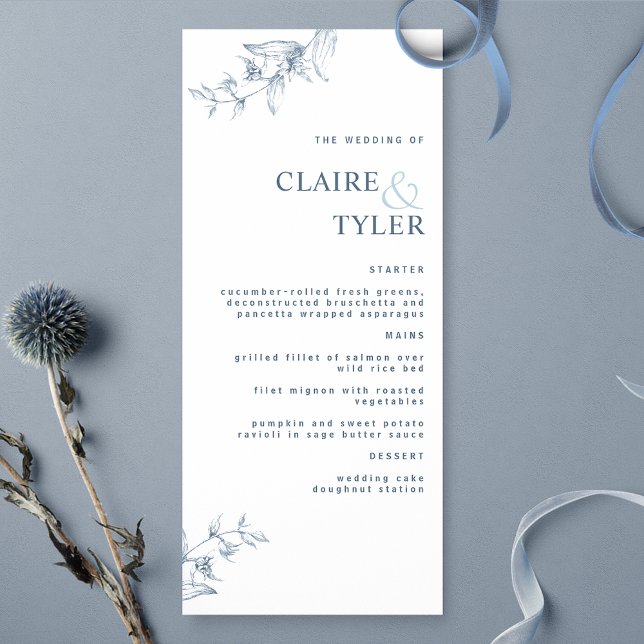 Modern Elegant Chic Blue Wedding  Menu (Creator Uploaded)
