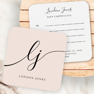 Modern Elegant Chic Blush Pink Gift Certificate