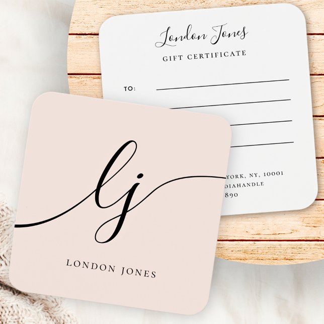 Modern Elegant Chic Blush Pink Gift Certificate (Creator Uploaded)