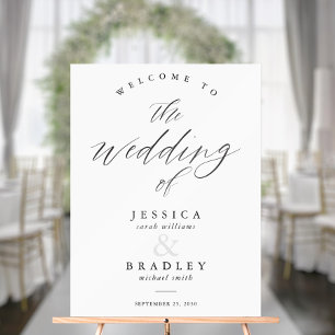 Modern Elegant Chic Calligraphy Wedding Welcome Acrylic Sign