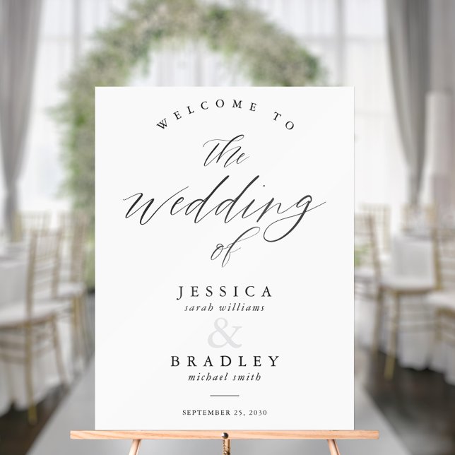 Modern Elegant Chic Calligraphy Wedding Welcome Acrylic Sign (Creator Uploaded)