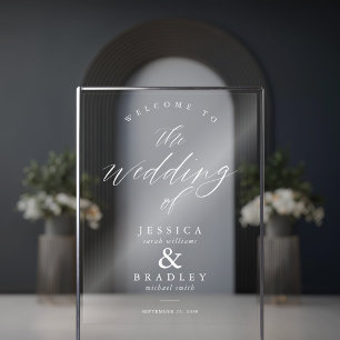 Modern Elegant Chic Calligraphy Wedding Welcome Acrylic Sign