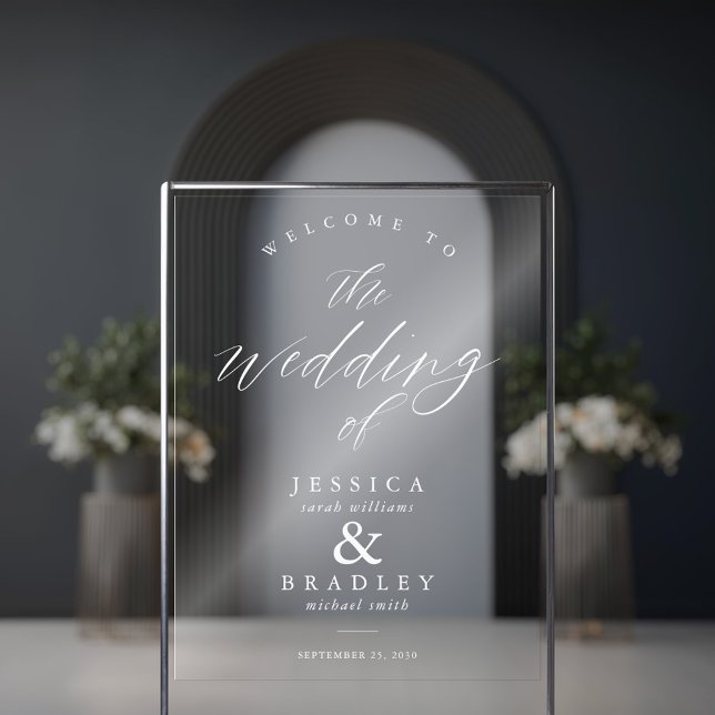 Modern Elegant Chic Calligraphy Wedding Welcome Acrylic Sign (Creator Uploaded)