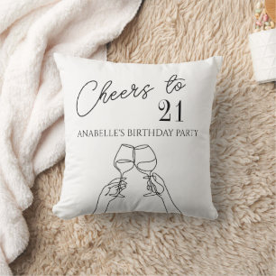 Modern elegant chic cheers to 21 birthday party cushion