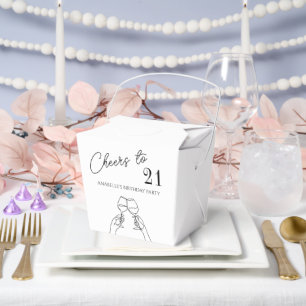 Modern elegant chic cheers to 21 birthday party favour box