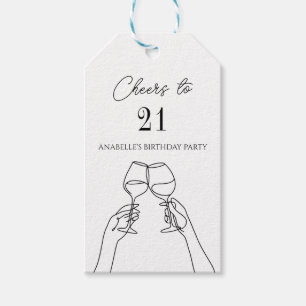 Modern elegant chic cheers to 21 birthday party  gift tags
