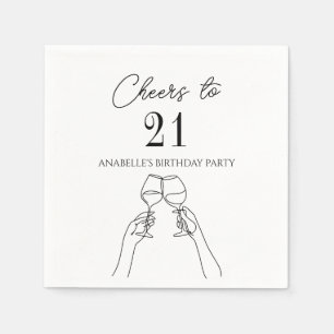 Modern elegant chic cheers to 21 birthday party  napkin