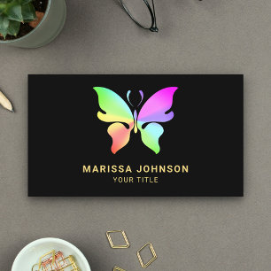 Modern Elegant Chic Colourful Rainbow Butterfly Business Card
