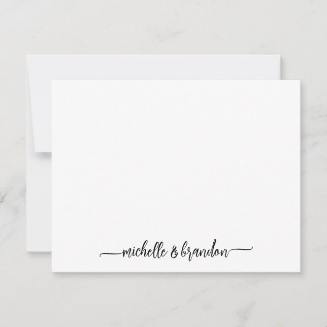 Modern Elegant Chic Couple Script Names Stationery Card (Front)