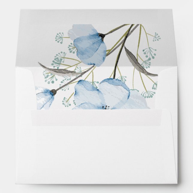 Modern Elegant Chic Dusty Blue Wedding Envelope (Back (Bottom))