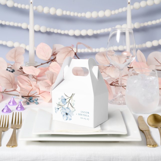 Modern Elegant Chic Dusty Blue Wedding Favour Box (Wedding)