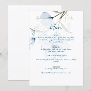 Modern Elegant Chic Dusty Blue Wedding Menu