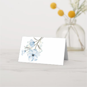 Modern Elegant Chic Dusty Blue Wedding Place Card