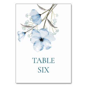 Modern Elegant Chic Dusty Blue Wedding Table Number