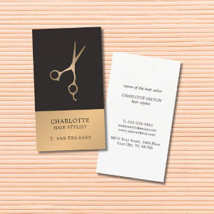 Modern Elegant Chic Faux Copper Grey Hair Stylist Business Card