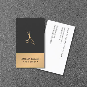 Modern Elegant Chic Faux Copper Grey Hair Stylist  Business Card