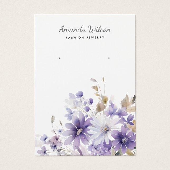 Modern Elegant chic floral earring display card  (Front)