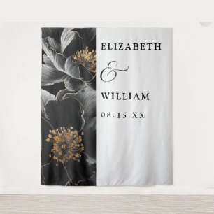 Modern Elegant Chic Floral Wedding Photo Backdrop Tapestry