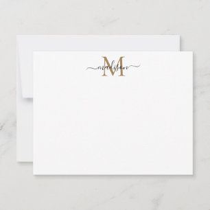 Modern Elegant Chic Girly Script Gold Monogram Card