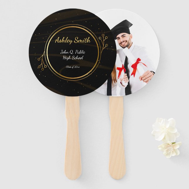 Modern Elegant Chic  gold  Light Graduation Hand Fan (Front and Back)