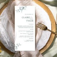 Modern Elegant Chic Green Wedding  Menu