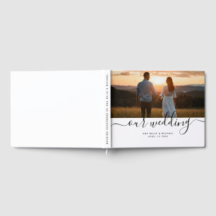 Modern Elegant Chic Handwritten Photo Wedding Gues Guest Book