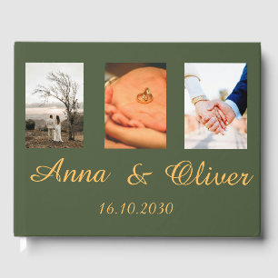 Modern Elegant Chic Handwritten Photo Wedding Gues Guest Book