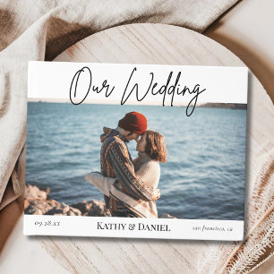 Modern Elegant Chic Handwritten Photo Wedding Guest Book