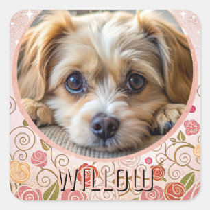 Modern Elegant Chic Pet Photo  Square Sticker