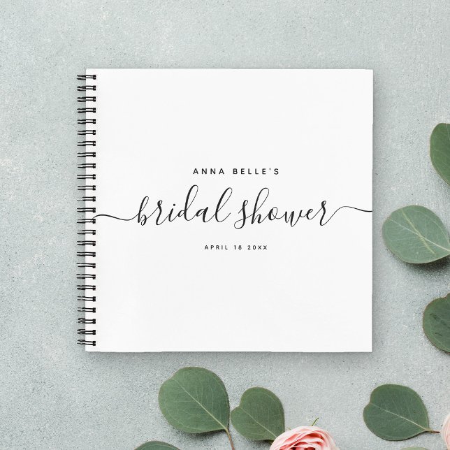 Modern Elegant Chic Script Bridal Shower Guest Notebook (Creator Uploaded)
