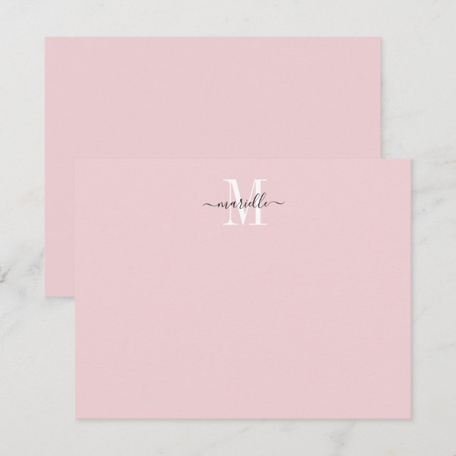 Modern Elegant Chic Script Monogram Blush Pink  Card (Front/Back)