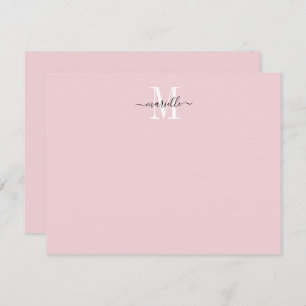 Modern Elegant Chic Script Monogram Blush Pink Card