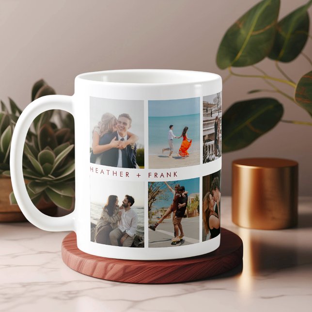 Modern Elegant Chic Script Photos Valentines Day Coffee Mug (Creator Uploaded)