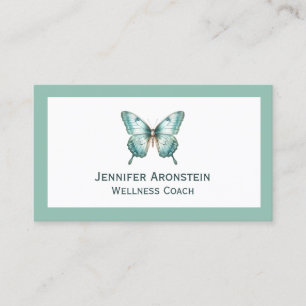 Modern Elegant Chic Teal Butterfly Business Card