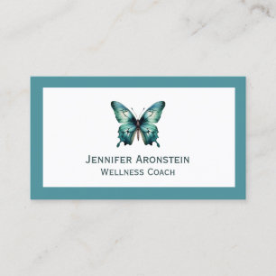 Modern Elegant Chic Teal Butterfly Business Card