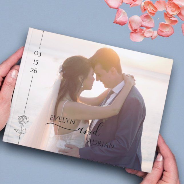 Modern Elegant Chic Typography Photo Wedding  Guest Book (Creator Uploaded)